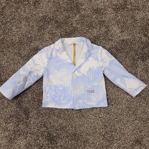 Alviero Martini 1a Classe Junior Geo Map Print Blue Cotton Blazer Jacket 12M